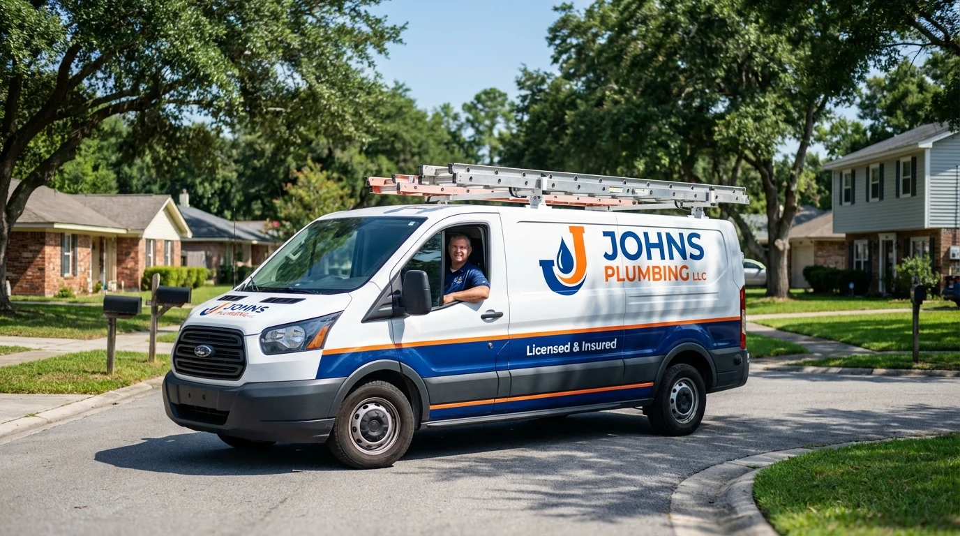 Johns Plumbing LLC service van in Sunray, TX