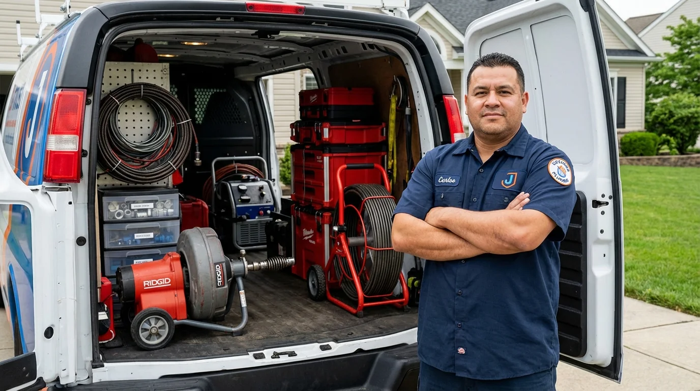 Professional drain cleaning equipment and Johns Plumbing LLC plumber in Sunray