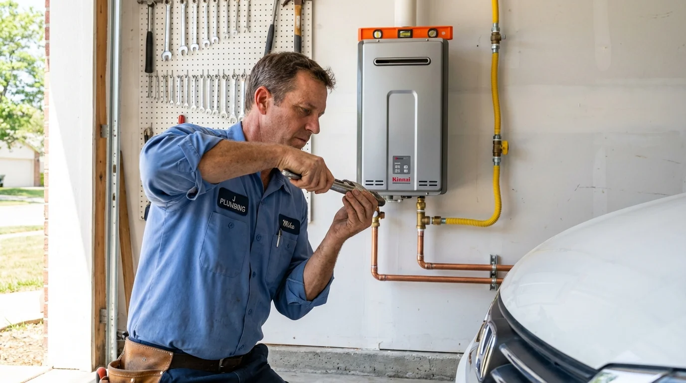Tankless water heater installation by a Johns Plumbing LLC plumber in Sunray